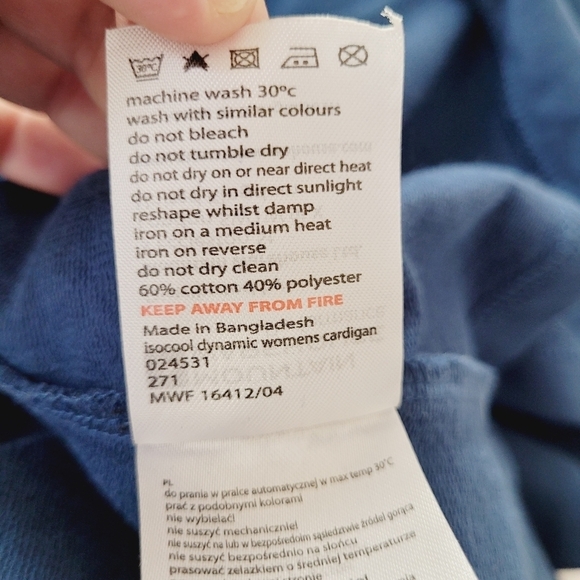 Mountain Warehouse Performance Deep Blue Open Front Cardigan - Picture 8 of 9